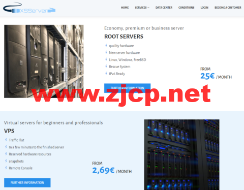 XSServer：荷兰vps，1核/2GB内存/20GB SSD硬盘/不限流量/100Mbps带宽，€2.69/月起