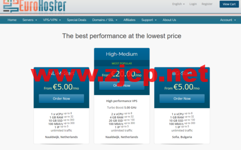 #黑五#eurohoster： 保加利亚/荷兰/美国vps，80%优惠，€1.00/月起，荷兰机房独立服务器30%优惠