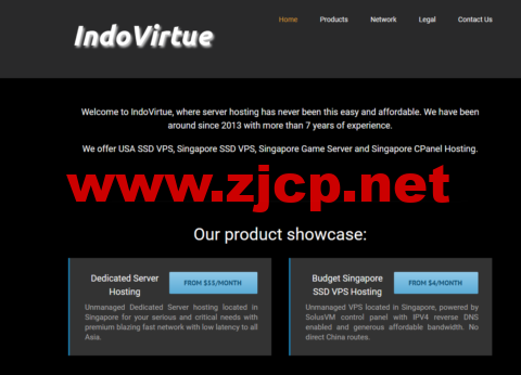 IndoVirtue：美国VPS，/月起，新加坡10Gbps带宽VPS，/月起，支持PayPal