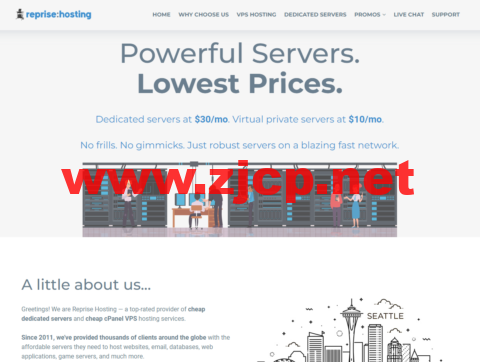 RepriseHosting：西雅图机房服务器，L5640/16G内存/1TB或240G SSD/1Gbps带宽，.97/月起
