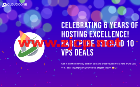 CloudCone：六周年促销，洛杉矶机房vps，1核/1GB/30G SSD/1TB/，.21/年起