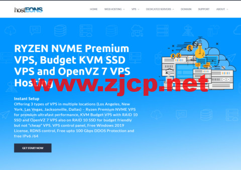 Hosteons：盐湖城AMD Ryzen系列vps促销，1核/1GB/20G NVMe/4TB@10Gbps带宽，