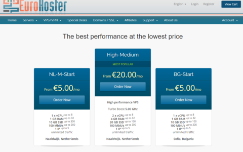 EuroHoster：法国/荷兰独服，7折优惠，E3-1230v6/16G内存/100TB流量/1Gbps带宽，低至€38/月