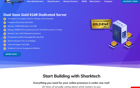 Sharktech：洛杉矶高防服1Gbps不限流量服务器$79/月起，10Gbps不限流量$379/月起