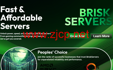 BriskServers：阿什本，1核@AMD Ryzen9 7950x/4GB/80GB/无限流量@10Gbps带宽，$7.8/月